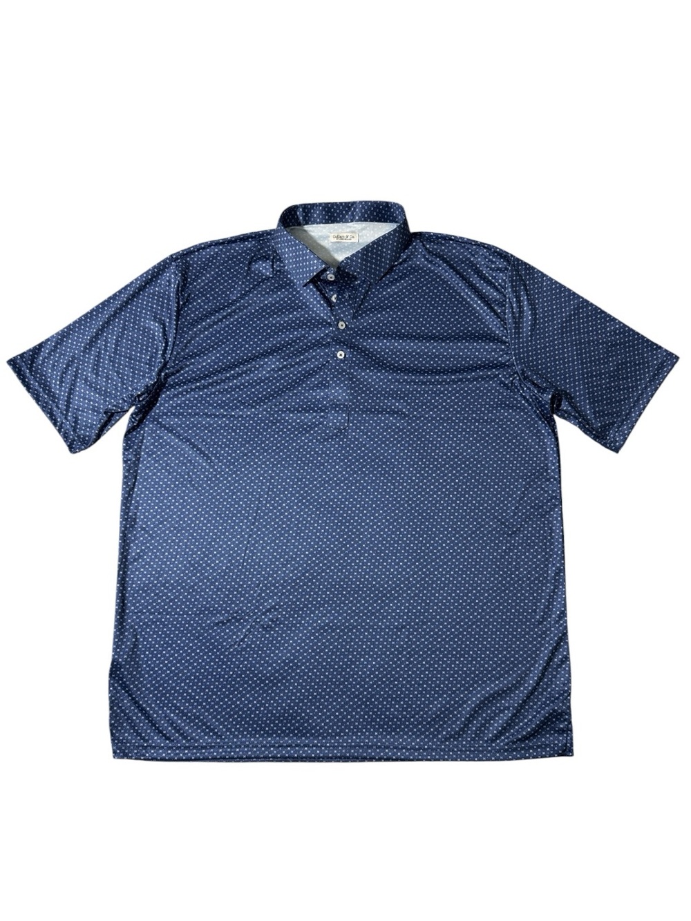 Collars & Co mens 3XL XXXL relaxed fit blue geo pattern dress collar polo shirt